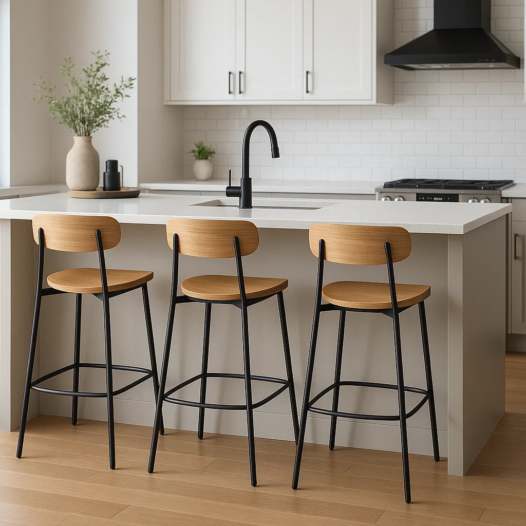 صندلی بلند کافه ای؛ ایده‌هایی برای دکوراسیون آشپزخانه مدرن