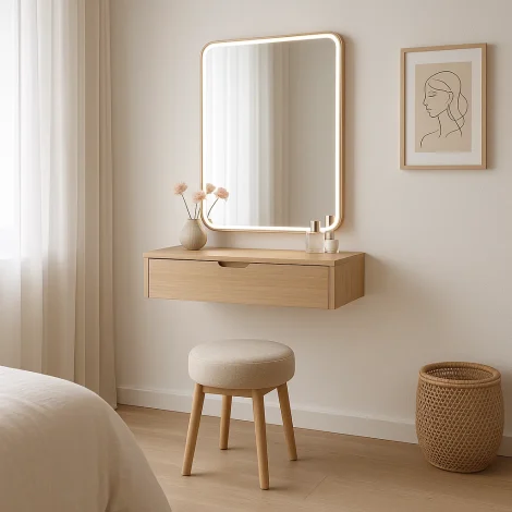 میز آرایش دیواری کم‌جا؛ نجات‌بخش اتاق‌های کوچک